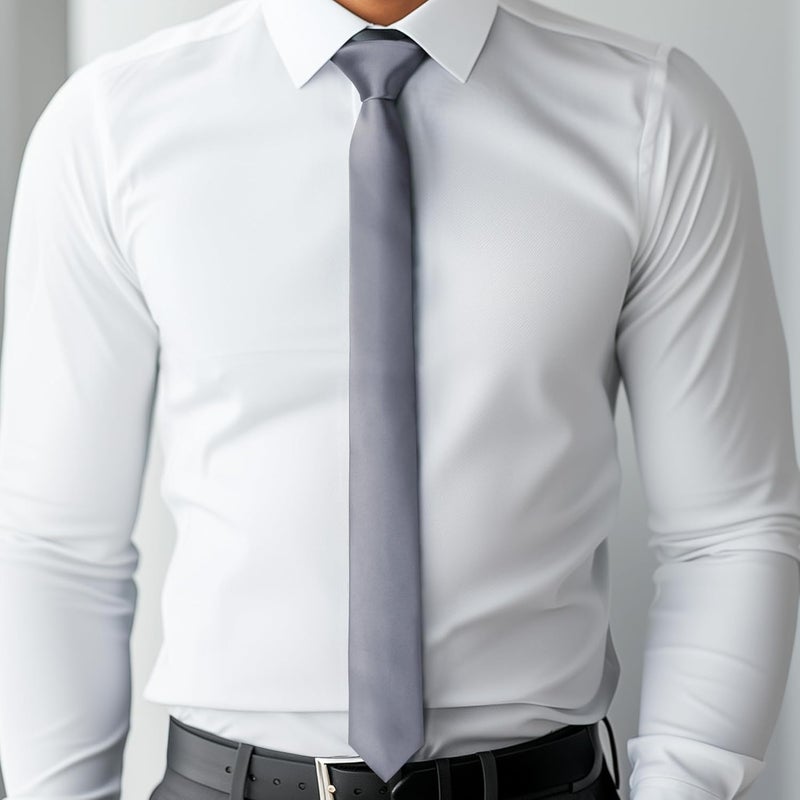 DR ANISON Skinny Tie Men Women 2" (5CM) Slim Necktie Solid Thin Ties Formal - Image 3